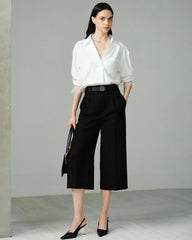 22 Momme Oversize-Seidenhemd mit Spitzenbesatz