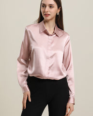 22 Momme Seiden-Bluse mit versteckten Knöpfen Rose Pink
