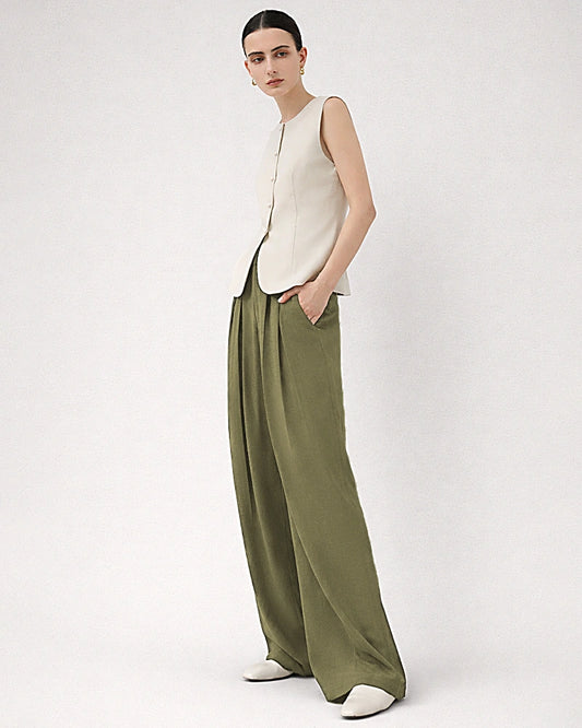 22 Momme Seidenhose mit hoher Taille und weitem Bein