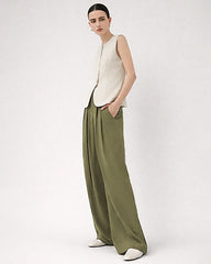 22 Momme Seidenhose mit hoher Taille und weitem Bein