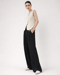 22 Momme Seidenhose mit hoher Taille und weitem Bein