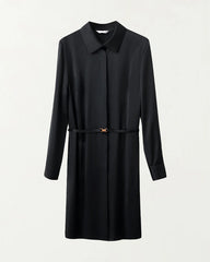 22 Momme Seiden-Midikleid mit Gürtel und langen Ärmeln