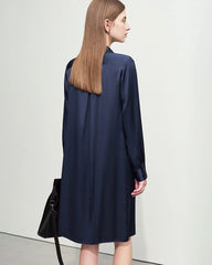 22 Momme Seiden-Midikleid mit Gürtel und langen Ärmeln