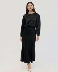 22 Momme Seidenbluse mit Rundhals und Drop-Schulter