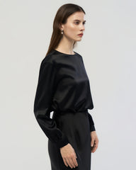 22 Momme Seidenbluse mit Rundhals und Drop-Schulter