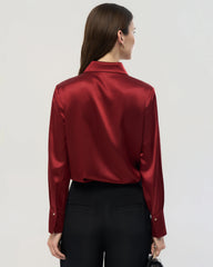 22 Momme Seidenbluse mit Cut-out-Kragen und langen Ärmeln