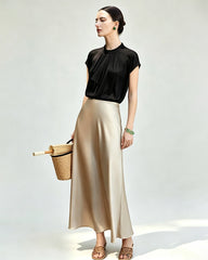 22 Momme Seidenbluse mit elegantem Drapé-Effekt