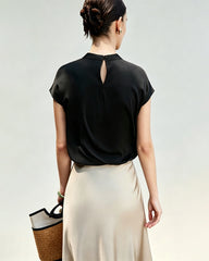 22 Momme Seidenbluse mit elegantem Drapé-Effekt