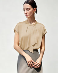 22 Momme Seidenbluse mit elegantem Drapé-Effekt