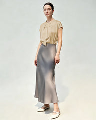 22 Momme Seidenbluse mit elegantem Drapé-Effekt