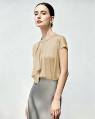 22 Momme Seidenbluse mit elegantem Drapé-Effekt