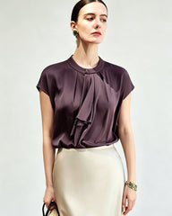 22 Momme Seidenbluse mit elegantem Drapé-Effekt