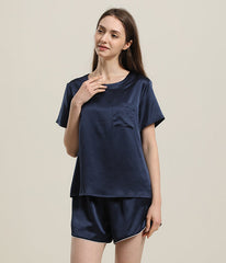 Damen 100% Seiden Kurz-Pyjama Set