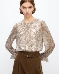 Rose Skizze Blumen Seidenbluse