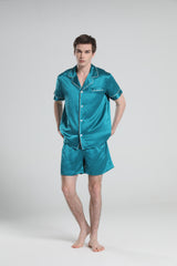 Lässige Seiden-Short-Pyjamas für Herren
