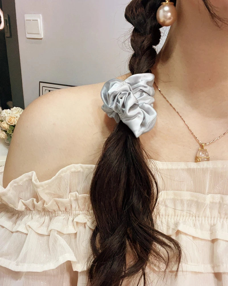 22 Momme 3,5 CM Midi leicht Seiden-Haargummis Scrunchy