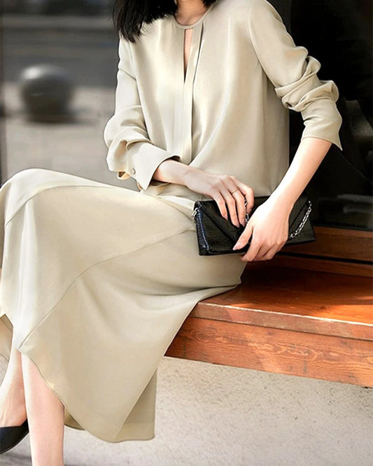 30-Momme-Schwere Seiden A-Linien Midi-Rock