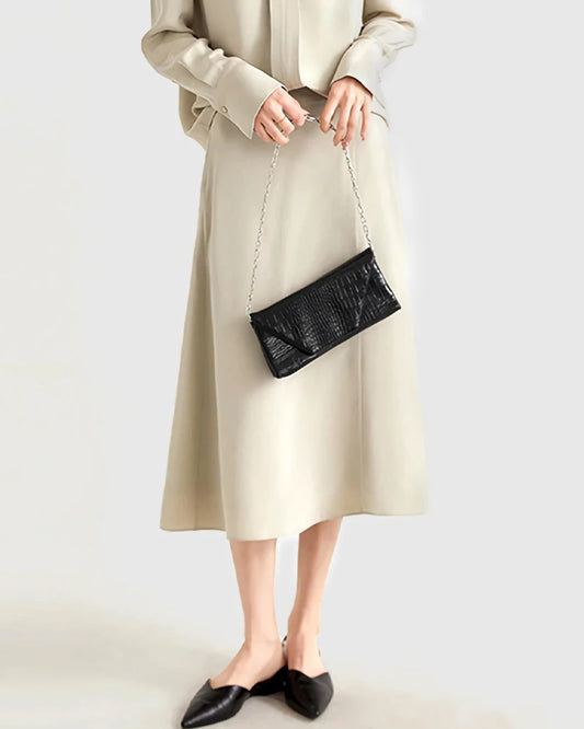 30-Momme-Schwere Seiden A-Linien Midi-Rock