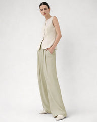 30 Momme High-Waist Seidenhose mit weitem Bein
