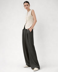30 Momme High-Waist Seidenhose mit weitem Bein
