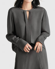 30-Momme-Seidenbluse mit Schlitz