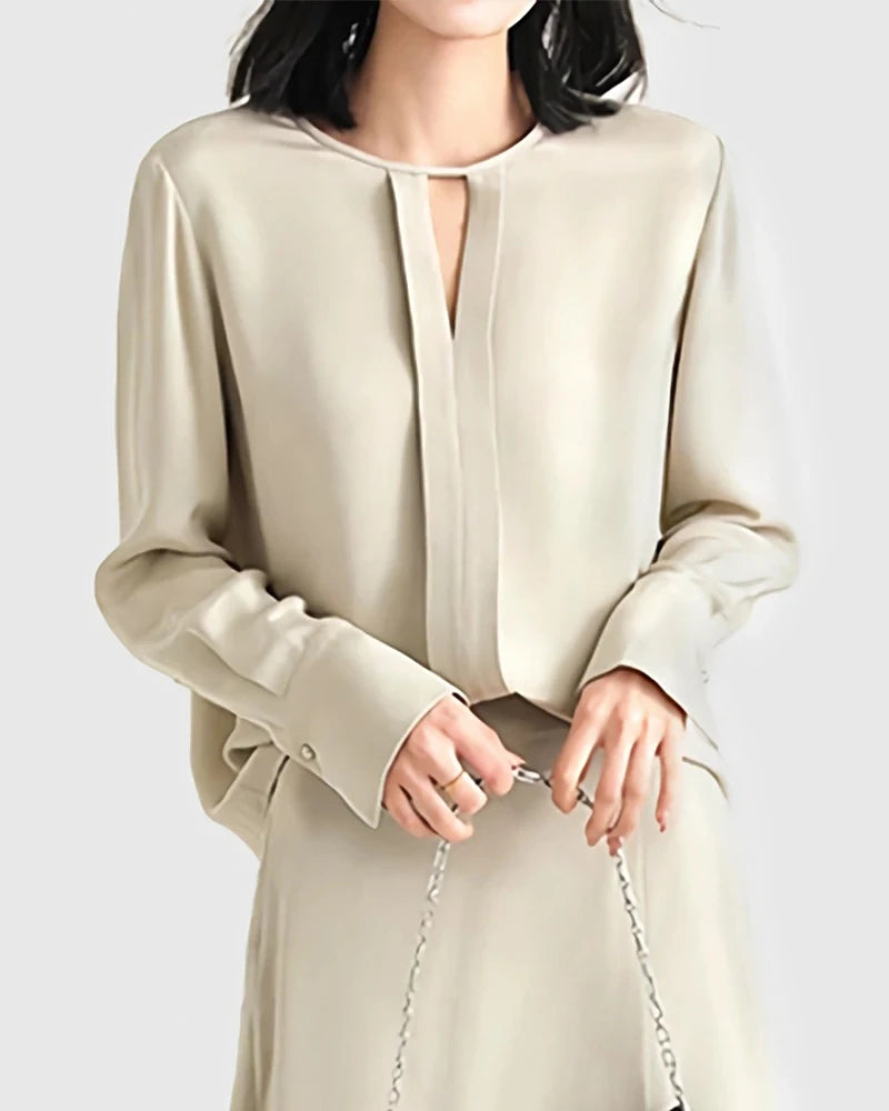 30-Momme-Seidenbluse mit Schlitz