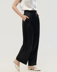 30 Momme Seidenhose mit Falten und geradem Bein