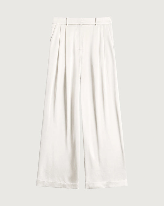 30 Momme Seidenhose mit Falten und geradem Bein