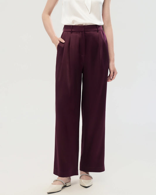 30 Momme Seidenhose mit Falten und geradem Bein