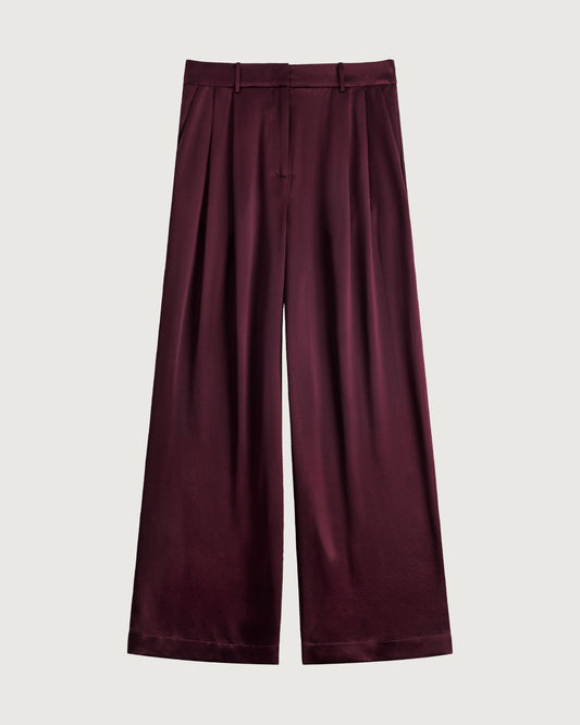 30 Momme Seidenhose mit Falten und geradem Bein