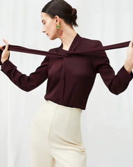30 Momme Seidenbluse mit Tie-Front