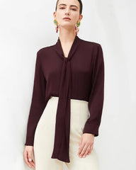 30 Momme Seidenbluse mit Tie-Front
