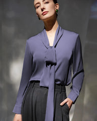 30 Momme Seidenbluse mit Tie-Front
