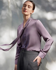 30 Momme Seidenbluse mit Tie-Front