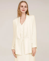 40 momme schwerer Seiden-Blazer mit Kragenspitze (Shawl Collar)