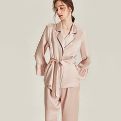 3-teiliges Seiden-Pyjama-Set mit Robe