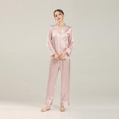 Seiden-Pyjamas-Set mit Houndstooth-Druck