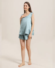 2-teiliges Seiden-Pyjama-Set ohne Ärmel