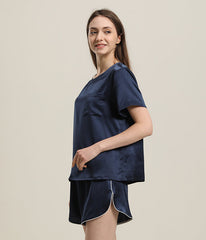 Damen 100% Seiden Kurz-Pyjama Set