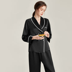 22 Momme Seiden-Doppelreihen-Knöpfe-PJs-Set