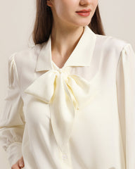 Reine Seiden-Damen-Bluse mit Krawattenknoten