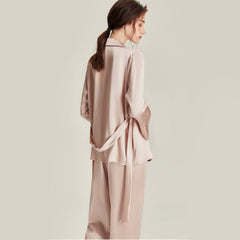 3-teiliges Seiden-Pyjama-Set mit Robe