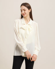 Reine Seiden-Damen-Bluse mit Krawattenknoten