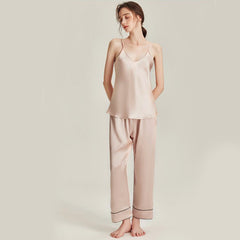 3-teiliges Seiden-Pyjama-Set mit Robe