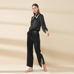 Französischer Spitzkragen Seiden-Pyjama für Dame