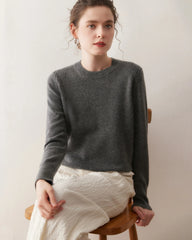 Damen-Kaschmirpullover mit Rundhalsausschnitt