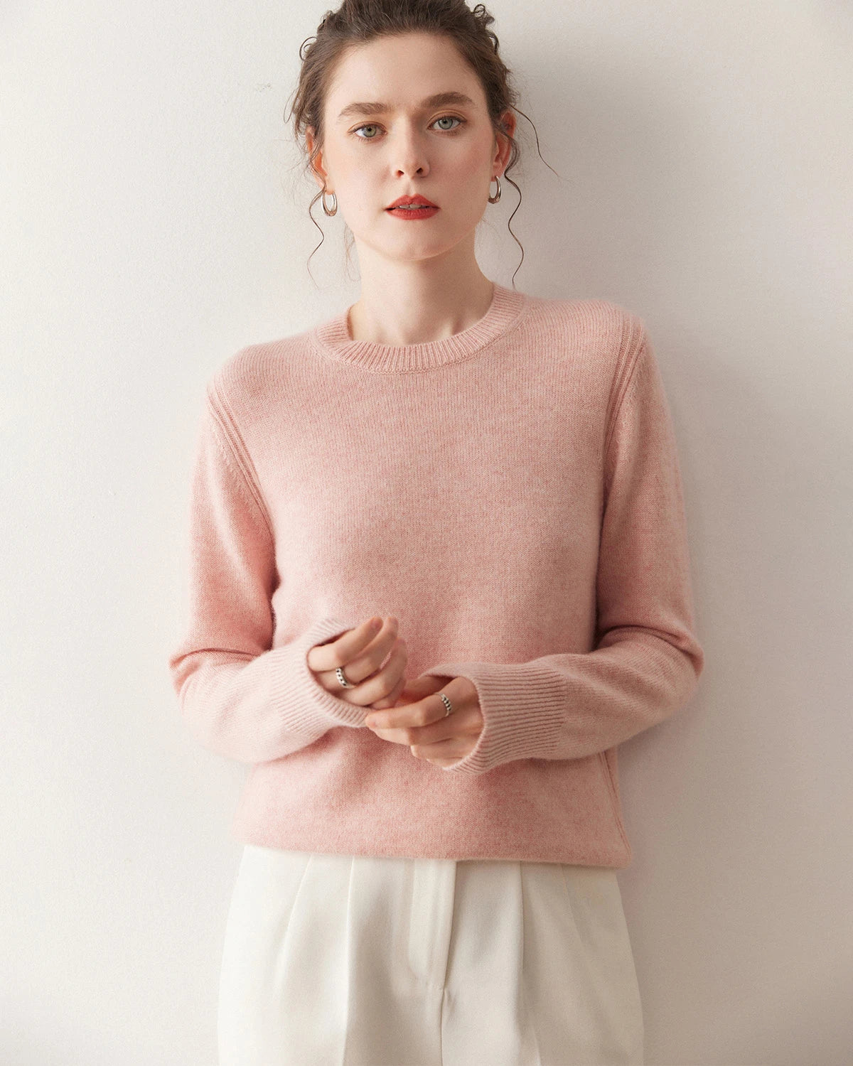 Damen-Kaschmirpullover mit Rundhalsausschnitt