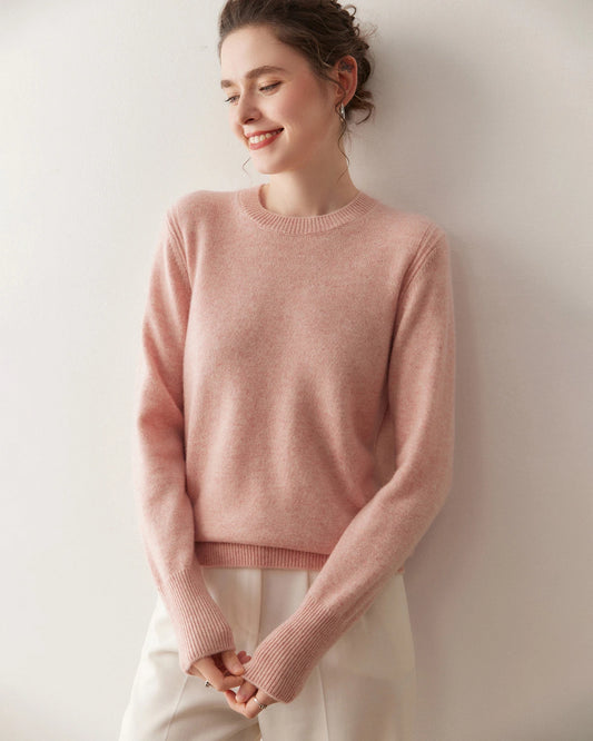 Damen-Kaschmirpullover mit Rundhalsausschnitt