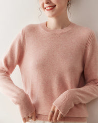 Damen-Kaschmirpullover mit Rundhalsausschnitt