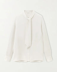 Seidenbluse mit Schleife und langen Ärmeln
